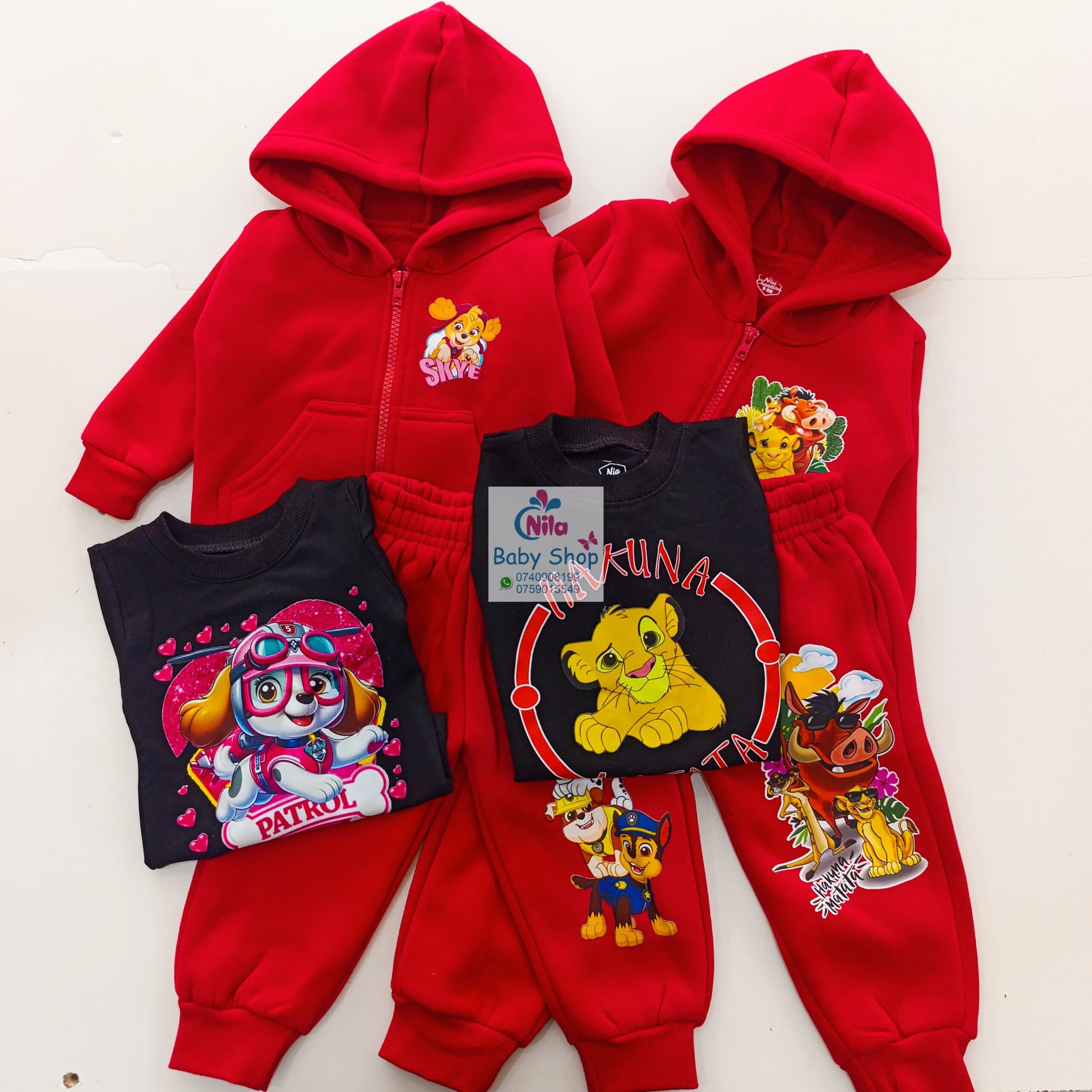 Kids 3 Piece Cartoon Tracksuit Set | Hoodie, Jogger Pants & Printed T-Shirt | Baby & Toddler Outfit