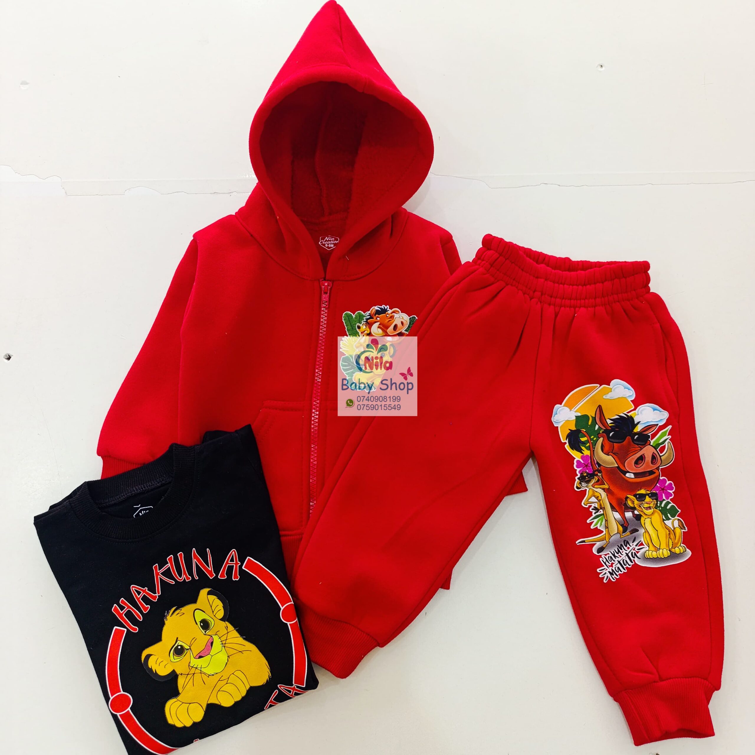 Kids 3 Piece Cartoon Tracksuit Set | Hoodie, Jogger Pants & Printed T-Shirt | Baby & Toddler Outfit - Image 6
