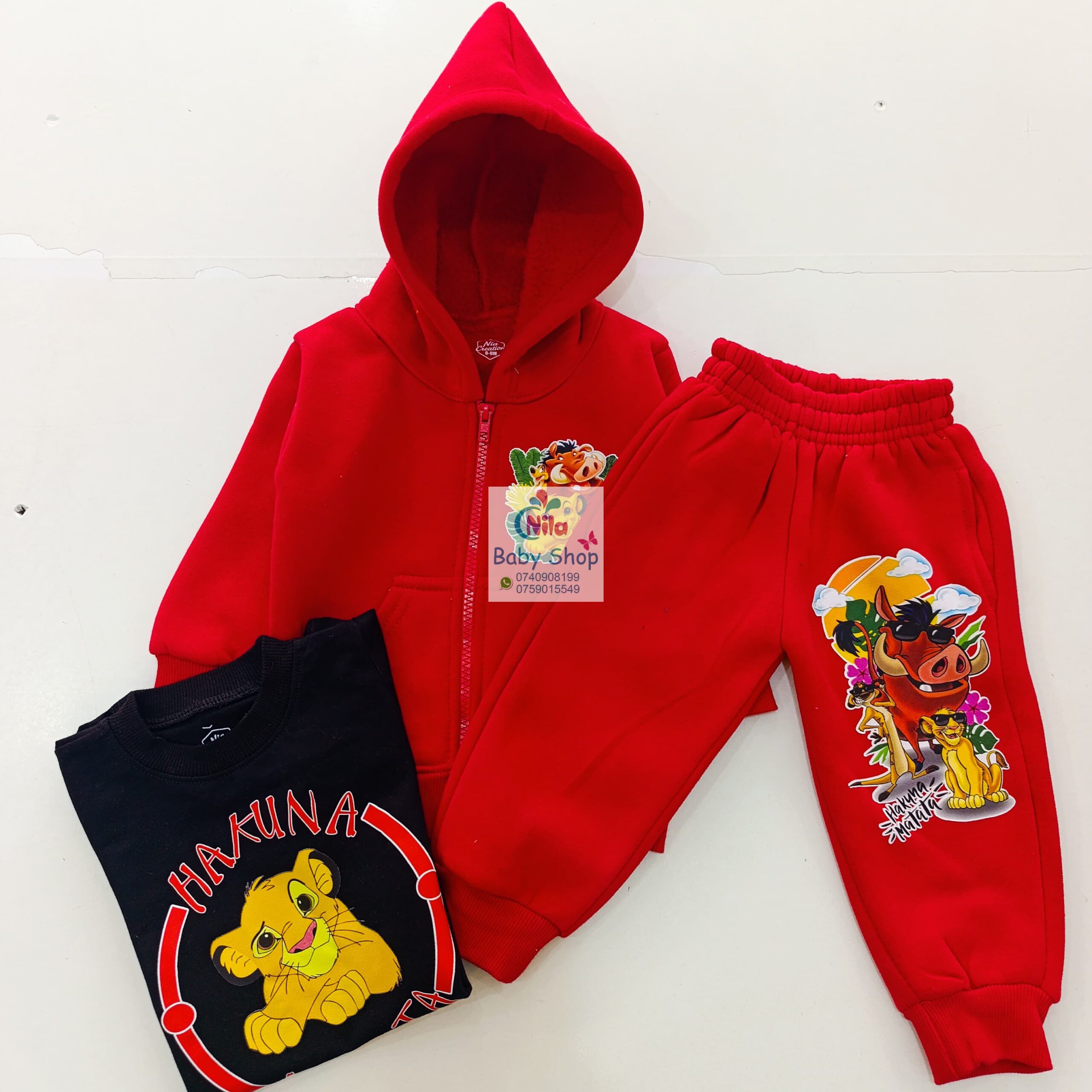 Kids 3 Piece Cartoon Tracksuit Set | Hoodie, Jogger Pants & Printed T-Shirt | Baby & Toddler Outfit - Image 8