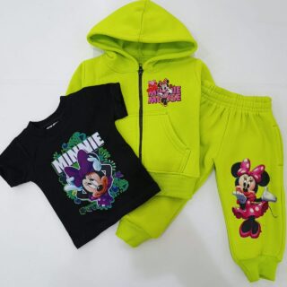 Personalized Cartoon 3-Piece Kids Tracksuit Set - Custom Printed Hoodie, Joggers & T-Shirt