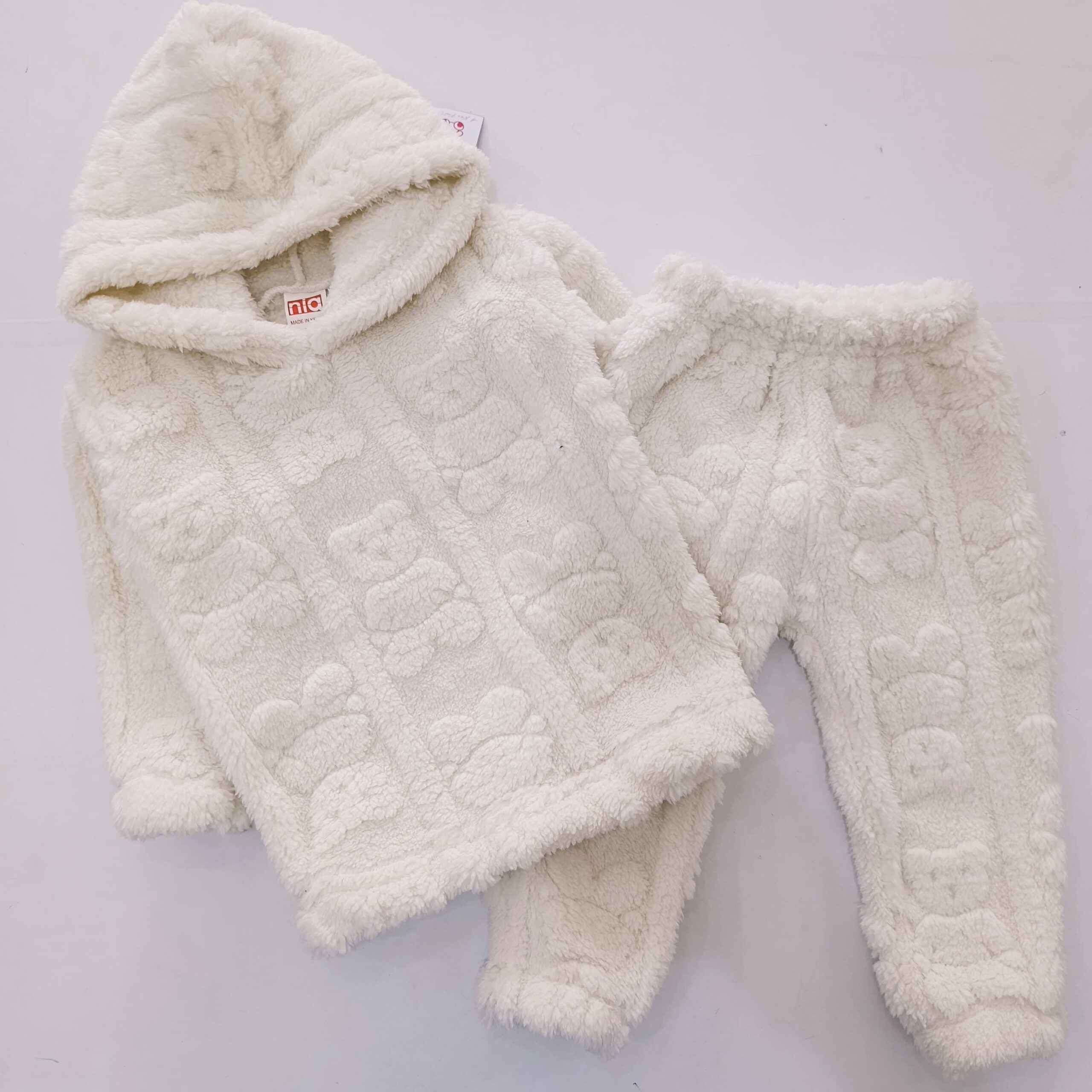 Fluffy Baby Hooded Tracksuit Set for Boys & Girls – Soft Top and Matching Pants - Image 2