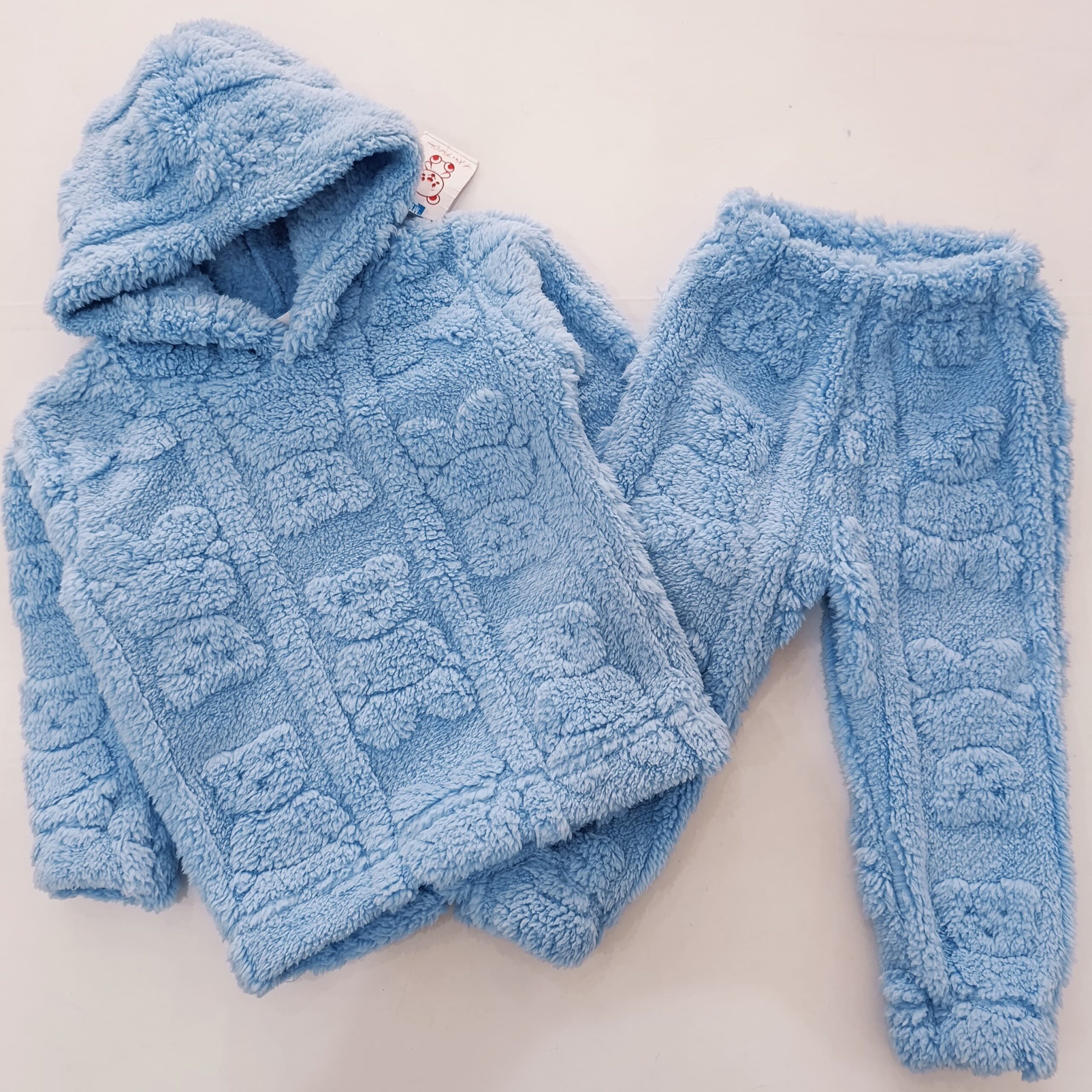 Fluffy Baby Hooded Tracksuit Set for Boys & Girls – Soft Top and Matching Pants