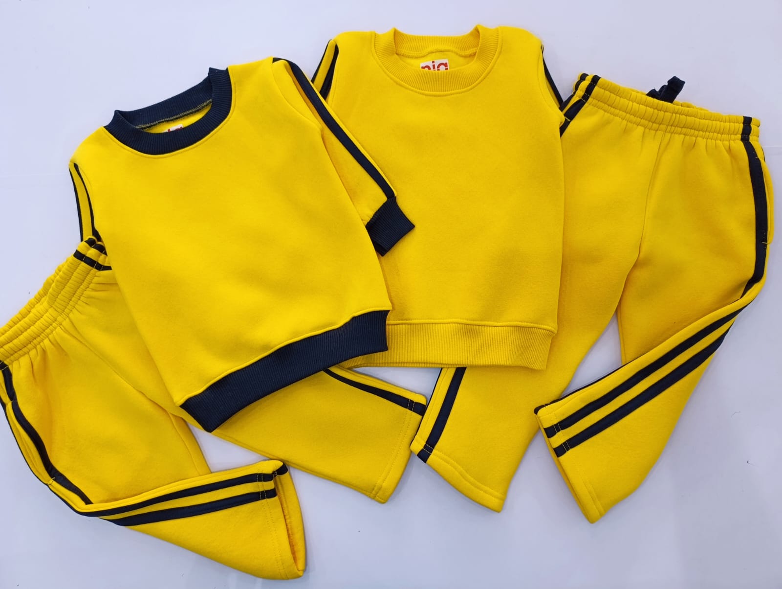 Kids Yellow & Black Striped Sweatshirt and Joggers Tracksuit Set - Image 3