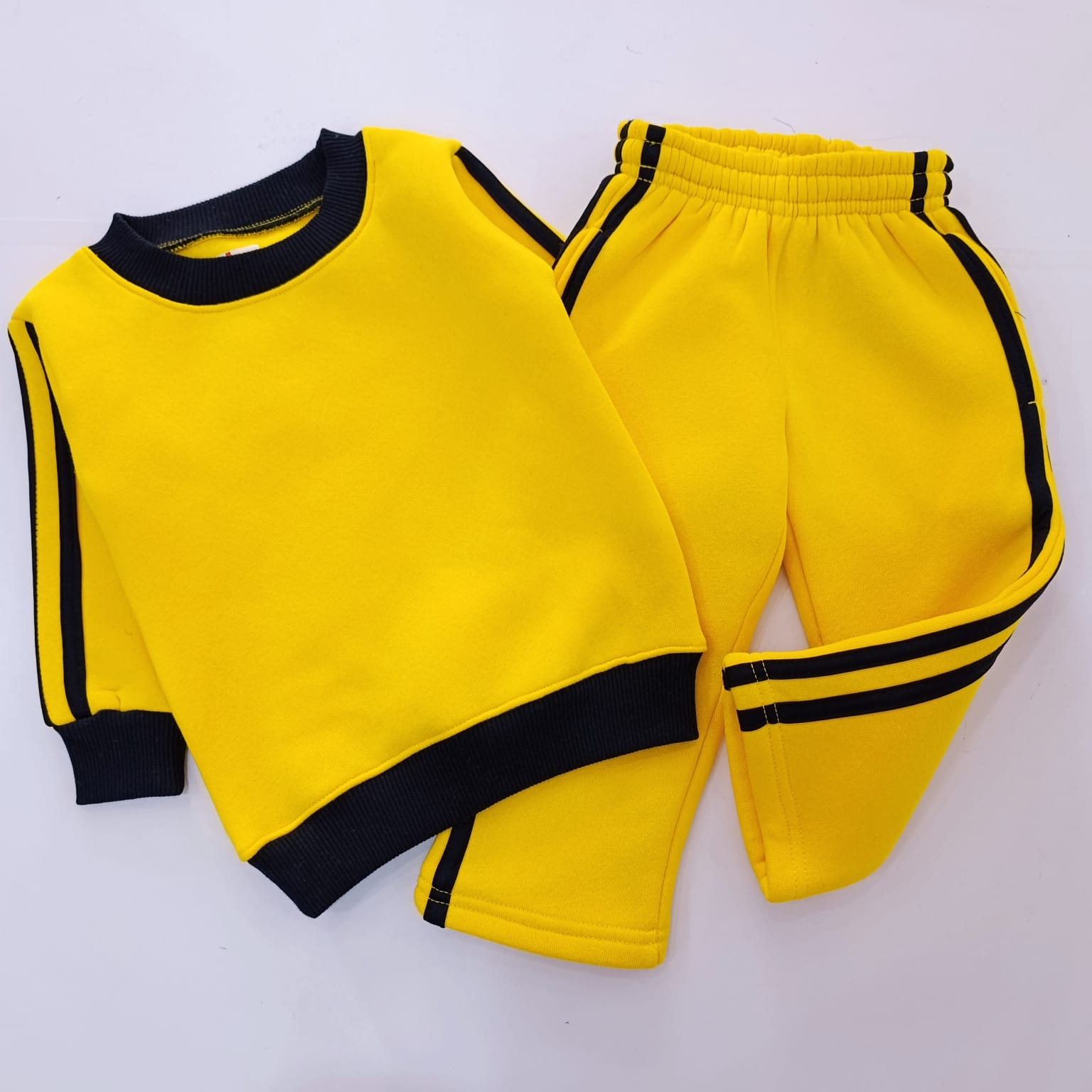 Kids Yellow & Black Striped Sweatshirt and Joggers Tracksuit Set