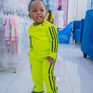 Kids Two-Tone Striped Tracksuit Set - Crewneck Sweatshirt & Joggers