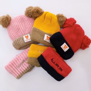 Kids Warm Fluffy Beanie Hat & Scarf Set