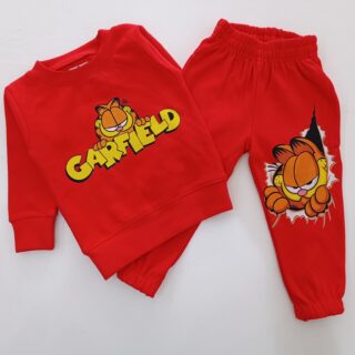 Kids' Red Cartoon Tracksuit Set - 2-Piece Sweatshirt & Jogger Pants for Boys & Girls